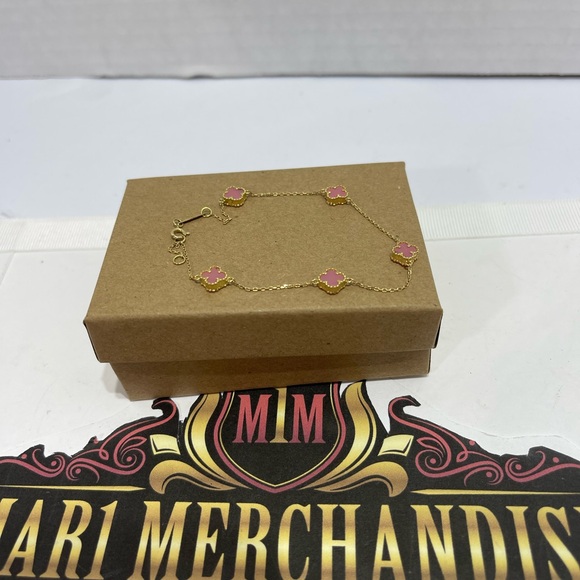 18 k Pink Clover Bracelet, size 7-7.5 . - Picture 12 of 14